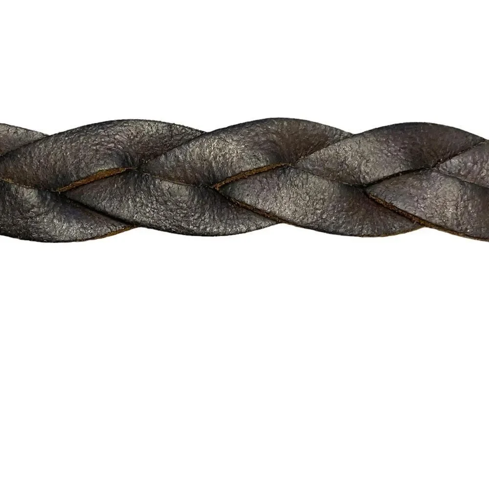 GAP Vintage Leather Woven Braided Belt Oval Buckle M